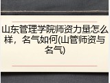 山东管理学院师资力量怎么样，名气如何(山管师资与名气)