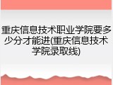重庆信息技术职业学院要多少分才能进(重庆信息技术学院录取线)