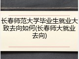 长春师范大学毕业生就业大致去向如何(长春师大就业去向)