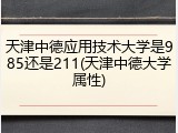 天津中德应用技术大学是985还是211(天津中德大学属性)