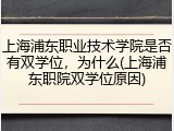 上海浦东职业技术学院是否有双学位，为什么(上海浦东职院双学位原因)