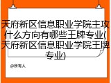 天府新区信息职业学院主攻什么方向有哪些王牌专业(天府新区信息职业学院王牌专业)