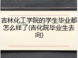 吉林化工学院的学生毕业都怎么样了(吉化院毕业生去向)