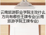 云南旅游职业学院主攻什么方向有哪些王牌专业(云南旅游学院王牌专业)