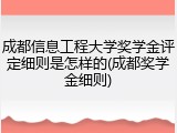 成都信息工程大学奖学金评定细则是怎样的(成都奖学金细则)