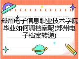 郑州电子信息职业技术学院毕业如何调档案呢(郑州电子档案转递)
