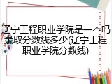 辽宁工程职业学院是一本吗录取分数线多少(辽宁工程职业学院分数线)