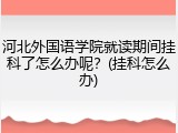 河北外国语学院就读期间挂科了怎么办呢？(挂科怎么办)