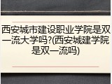 西安城市建设职业学院是双一流大学吗?(西安城建学院是双一流吗)
