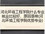 河北环境工程学院什么专业就业比较好，原因是啥(河北环境工程学院优势专业)