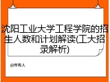沈阳工业大学工程学院的招生人数和计划解读(工大招录解析)