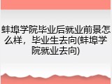 蚌埠学院毕业后就业前景怎么样，毕业生去向(蚌埠学院就业去向)