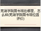 芜湖学院图书馆在哪里，怎么样(芜湖学院图书馆位置评价)