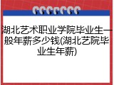 湖北艺术职业学院毕业生一般年薪多少钱(湖北艺院毕业生年薪)