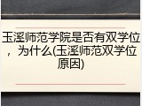 玉溪师范学院是否有双学位，为什么(玉溪师范双学位原因)