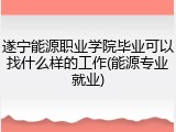 遂宁能源职业学院毕业可以找什么样的工作(能源专业就业)