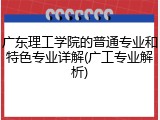广东理工学院的普通专业和特色专业详解(广工专业解析)