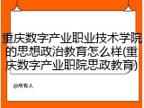 重庆数字产业职业技术学院的思想政治教育怎么样(重庆数字产业职院思政教育)