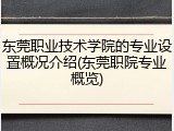 东莞职业技术学院的专业设置概况介绍(东莞职院专业概览)