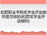 和君职业学院奖学金评定细则是怎样的(和君奖学金评定细则)