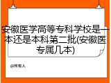 安徽医学高等专科学校是一本还是本科第二批(安徽医专属几本)