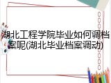 湖北工程学院毕业如何调档案呢(湖北毕业档案调动)