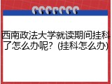 西南政法大学就读期间挂科了怎么办呢？(挂科怎么办)