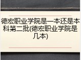 德宏职业学院是一本还是本科第二批(德宏职业学院是几本)
