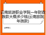 云南旅游职业学院一年财政拨款大概多少钱(云南旅院年拨款)