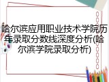 哈尔滨应用职业技术学院历年录取分数线深度分析(哈尔滨学院录取分析)