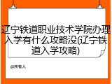 辽宁铁道职业技术学院办理入学有什么攻略没(辽宁铁道入学攻略)