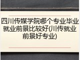 四川传媒学院哪个专业毕业就业前景比较好(川传就业前景好专业)