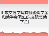 山东交通学院有哪些奖学金和助学金呢(山东交院奖助学金)