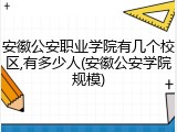 安徽公安职业学院有几个校区,有多少人(安徽公安学院规模)