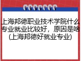 上海邦德职业技术学院什么专业就业比较好，原因是啥(上海邦德好就业专业)
