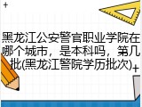 黑龙江公安警官职业学院在哪个城市，是本科吗，第几批(黑龙江警院学历批次)
