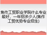 焦作工贸职业学院什么专业最好，一年招多少人(焦作工贸优势专业招生)