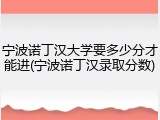 宁波诺丁汉大学要多少分才能进(宁波诺丁汉录取分数)