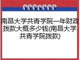 南昌大学共青学院一年财政拨款大概多少钱(南昌大学共青学院拨款)