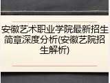 安徽艺术职业学院最新招生简章深度分析(安徽艺院招生解析)