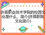许昌职业技术学院的校园文化是什么，简介(许昌职院文化简介)