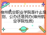 宿州航空职业学院是什么级别，公办还是民办(宿州航空学院性质)