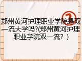 郑州黄河护理职业学院是双一流大学吗?(郑州黄河护理职业学院双一流？)