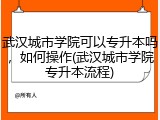 武汉城市学院可以专升本吗，如何操作(武汉城市学院专升本流程)