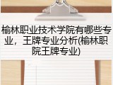 榆林职业技术学院有哪些专业，王牌专业分析(榆林职院王牌专业)