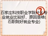 石家庄科技职业学院什么专业就业比较好，原因是啥(石职院好就业专业)