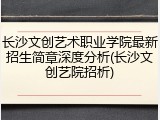 长沙文创艺术职业学院最新招生简章深度分析(长沙文创艺院招析)