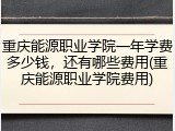 重庆能源职业学院一年学费多少钱，还有哪些费用(重庆能源职业学院费用)