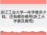 浙江工业大学一年学费多少钱，还有哪些费用(浙工大学费及费用)
