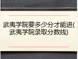 武夷学院要多少分才能进(武夷学院录取分数线)